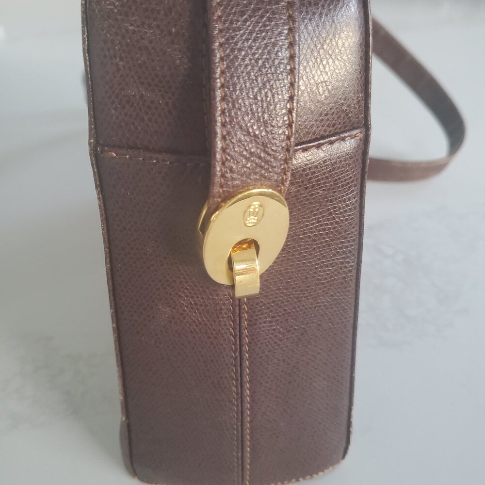 Vintage Lladro Dark Brown Leather Crossbody Adjustable Strap Handbag - Picture 8 of 11